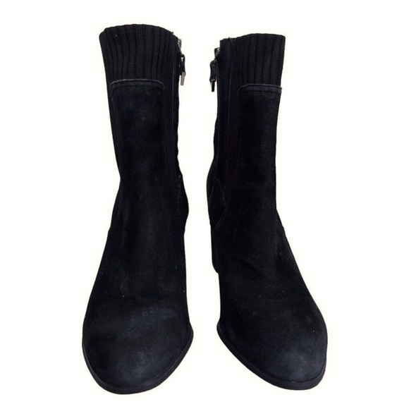 Vionic Kaylee Ankle Bootie Black Weather Resistant Suede Knit Block Heel Size 10 - Picture 2 of 6